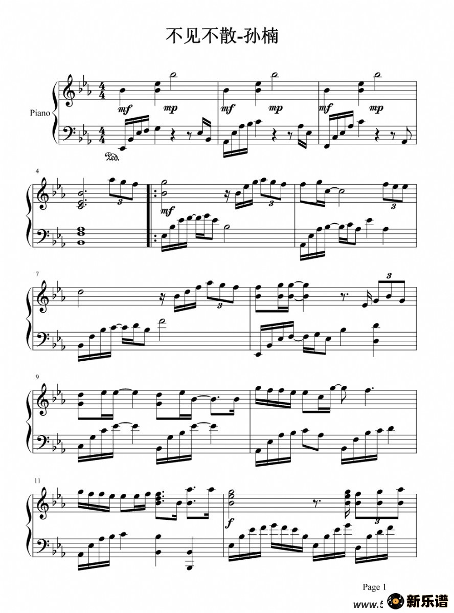 歌曲不见不散的简谱歌谱下载