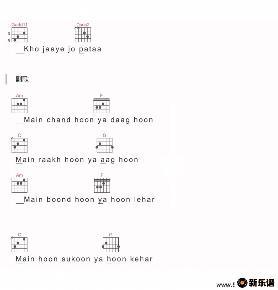 歌曲Main Kaun Hoon(电影《神秘巨星》插曲)的简谱歌谱下载