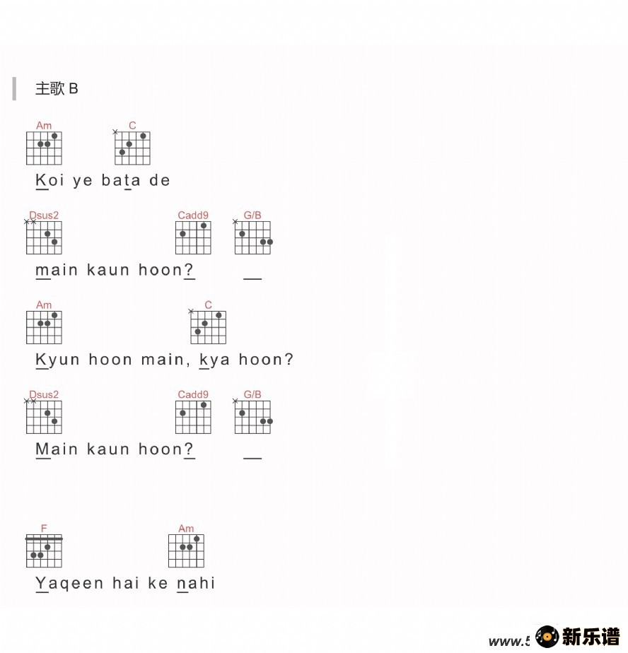 歌曲Main Kaun Hoon(电影《神秘巨星》插曲)的简谱歌谱下载