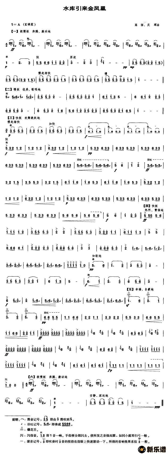 歌曲水库引来金凤凰的简谱歌谱下载