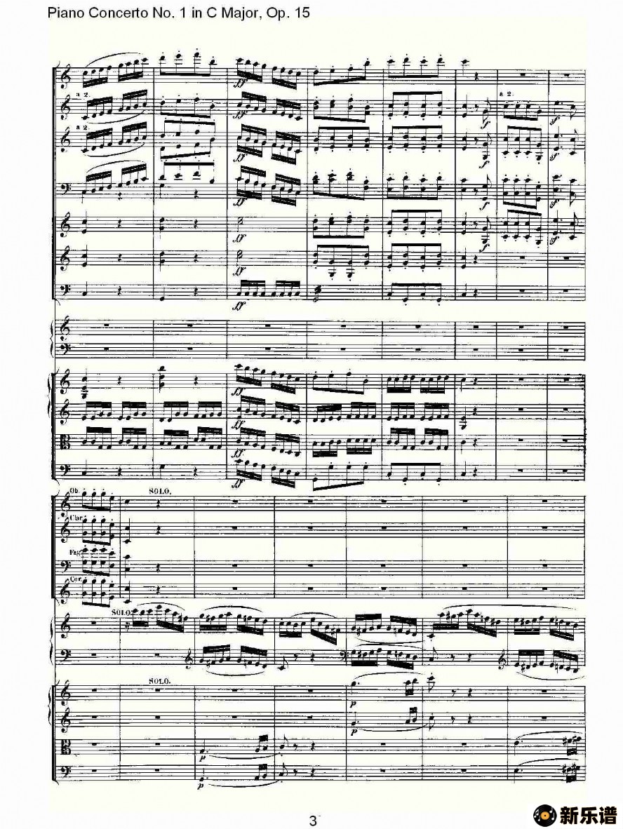 歌曲c大调钢琴第一协奏曲 op.15 第三乐章的简谱歌谱下载
