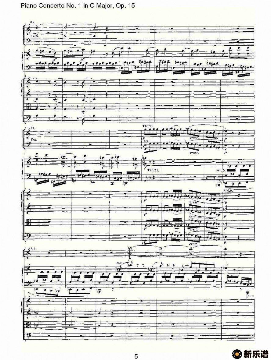 歌曲c大调钢琴第一协奏曲 op.15 第三乐章的简谱歌谱下载