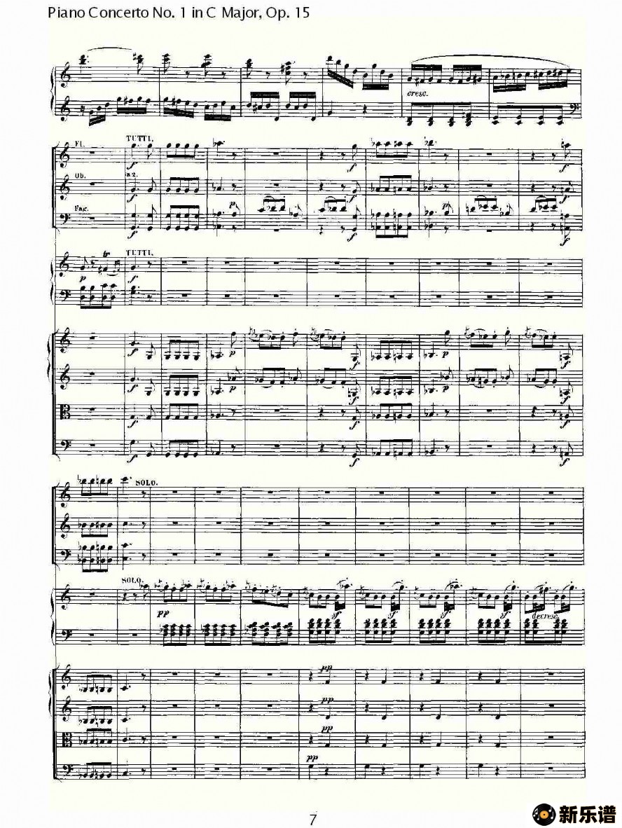 歌曲c大调钢琴第一协奏曲 op.15 第三乐章的简谱歌谱下载