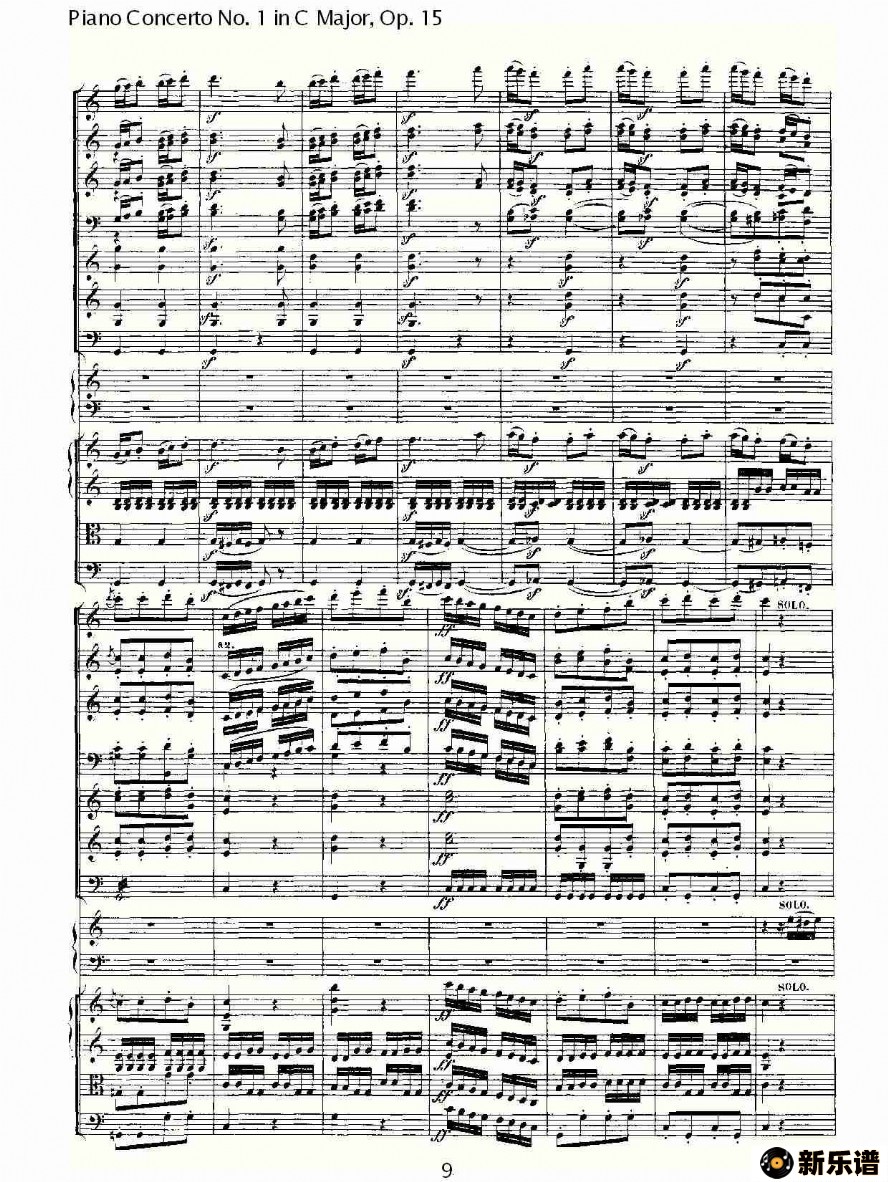 歌曲c大调钢琴第一协奏曲 op.15 第三乐章的简谱歌谱下载