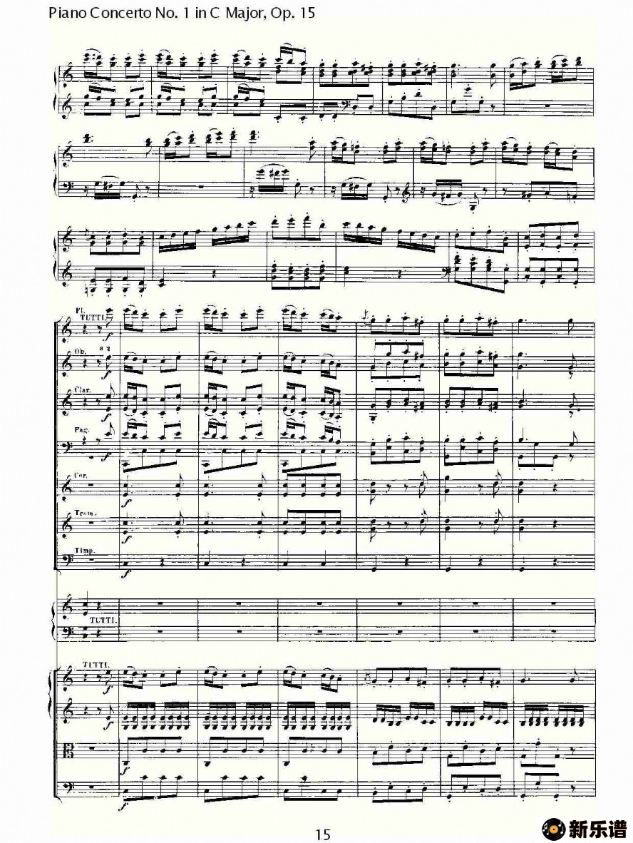 歌曲c大调钢琴第一协奏曲 op.15 第三乐章的简谱歌谱下载