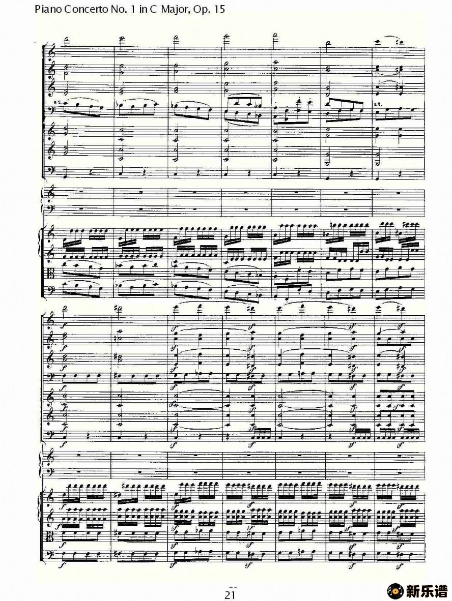 歌曲c大调钢琴第一协奏曲 op.15 第三乐章的简谱歌谱下载