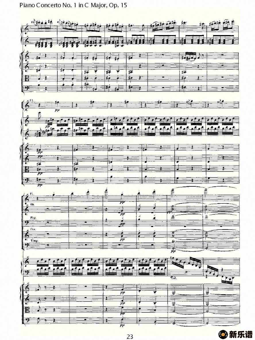 歌曲c大调钢琴第一协奏曲 op.15 第三乐章的简谱歌谱下载