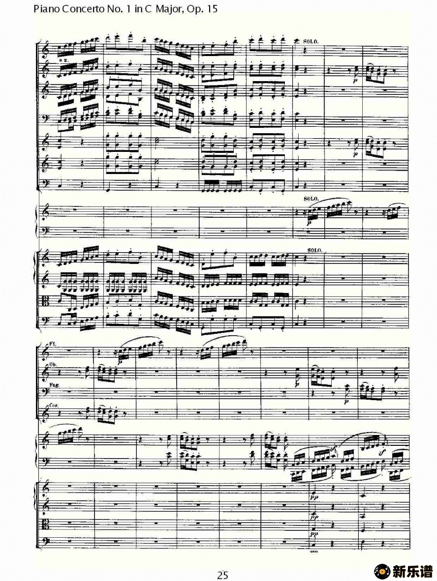 歌曲c大调钢琴第一协奏曲 op.15 第三乐章的简谱歌谱下载