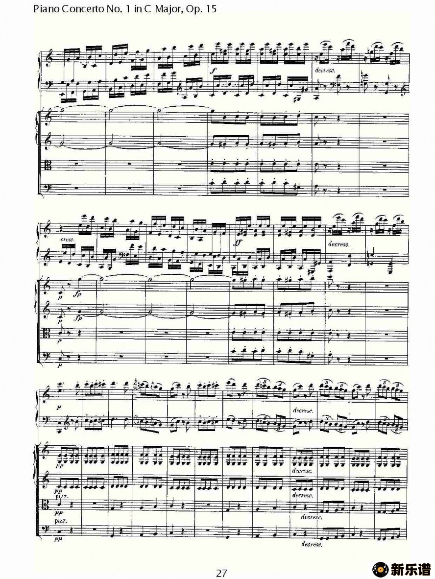 歌曲c大调钢琴第一协奏曲 op.15 第三乐章的简谱歌谱下载