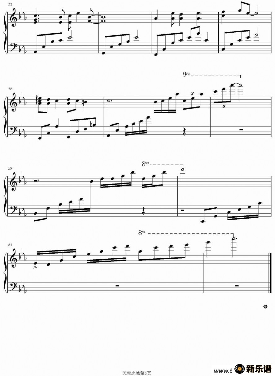 歌曲天空之城的简谱歌谱下载