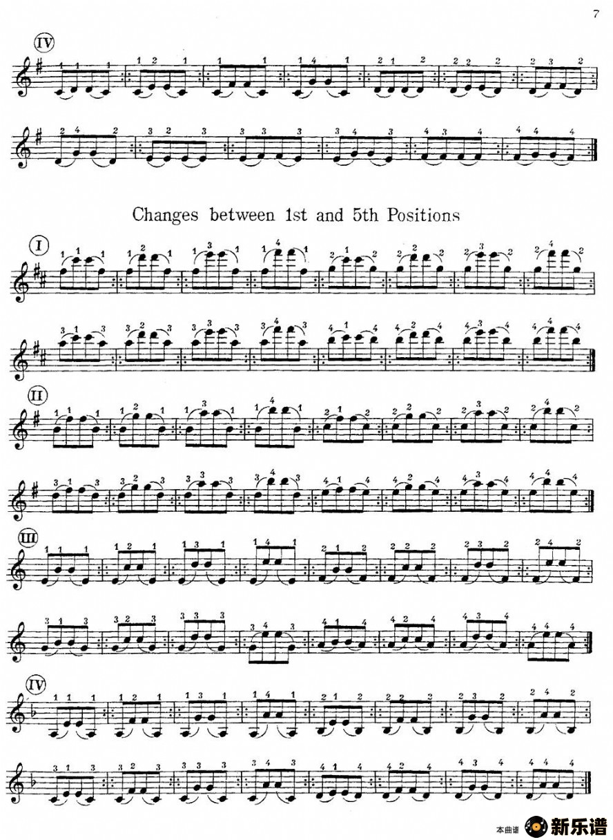 歌曲小提琴换把练习曲的简谱歌谱下载