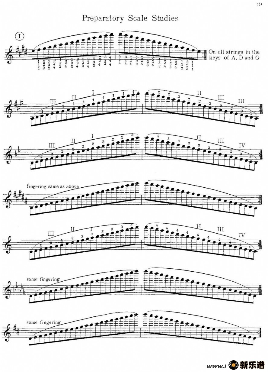 歌曲小提琴换把练习曲的简谱歌谱下载
