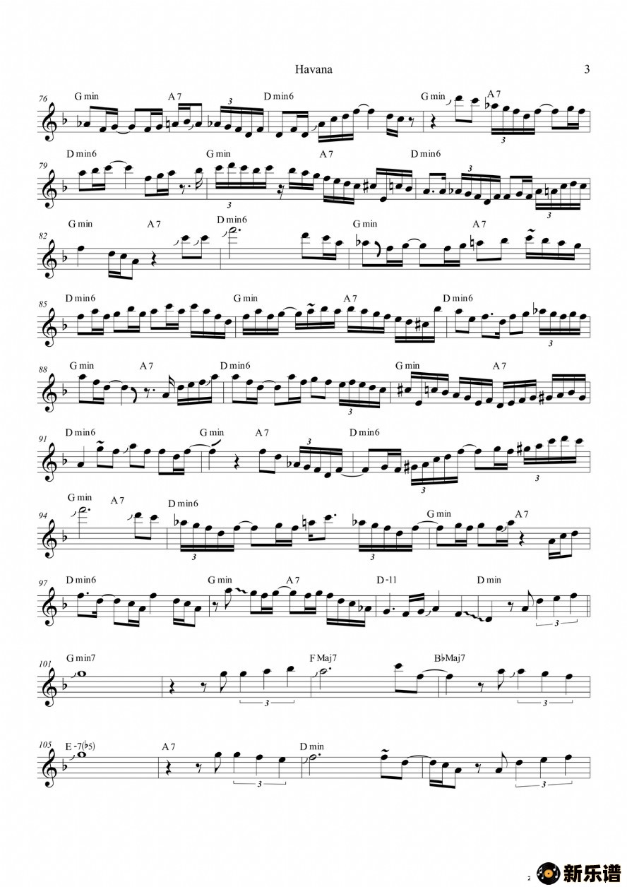 歌曲havana的简谱歌谱下载