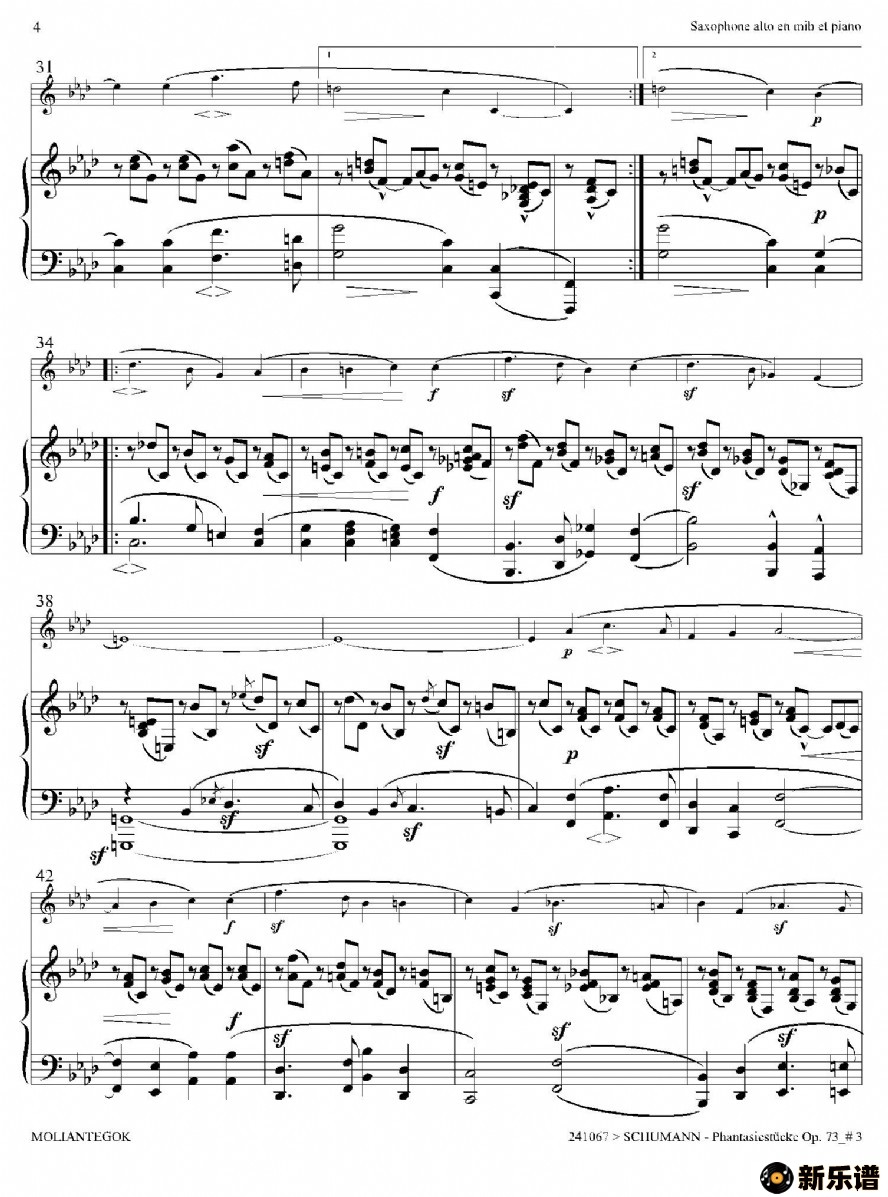 歌曲舒曼幻想曲三首 op73的简谱歌谱下载