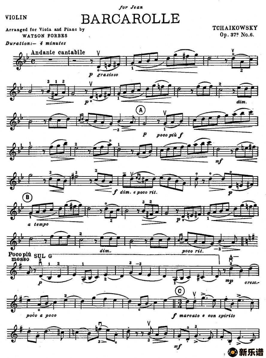 歌曲barcarolle的简谱歌谱下载