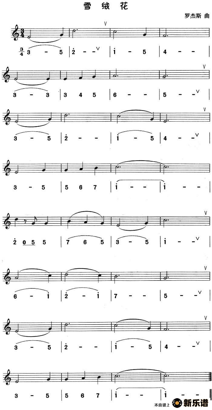 歌曲雪绒花的简谱歌谱下载