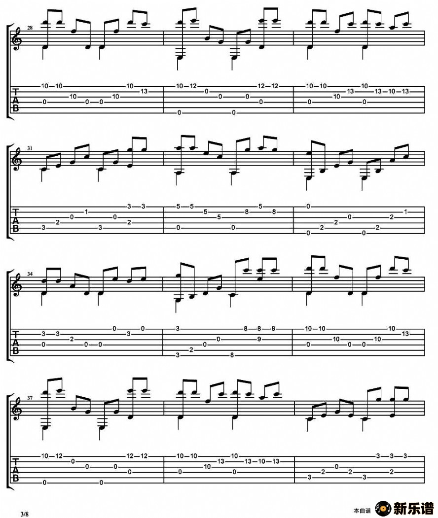 歌曲把悲伤留给自己指弹谱的简谱歌谱下载