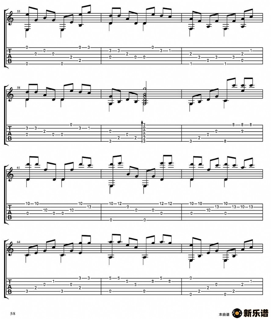 歌曲把悲伤留给自己指弹谱的简谱歌谱下载