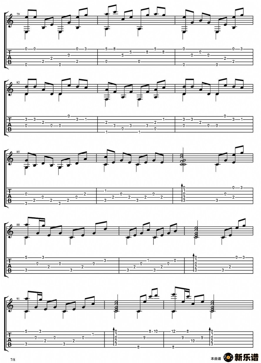 歌曲把悲伤留给自己指弹谱的简谱歌谱下载