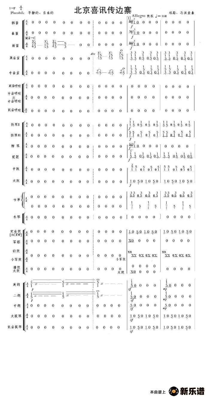 歌曲北京喜讯到边寨的简谱歌谱下载