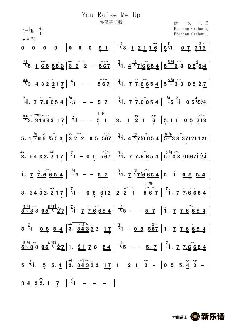 歌曲你鼓舞了我的简谱歌谱下载