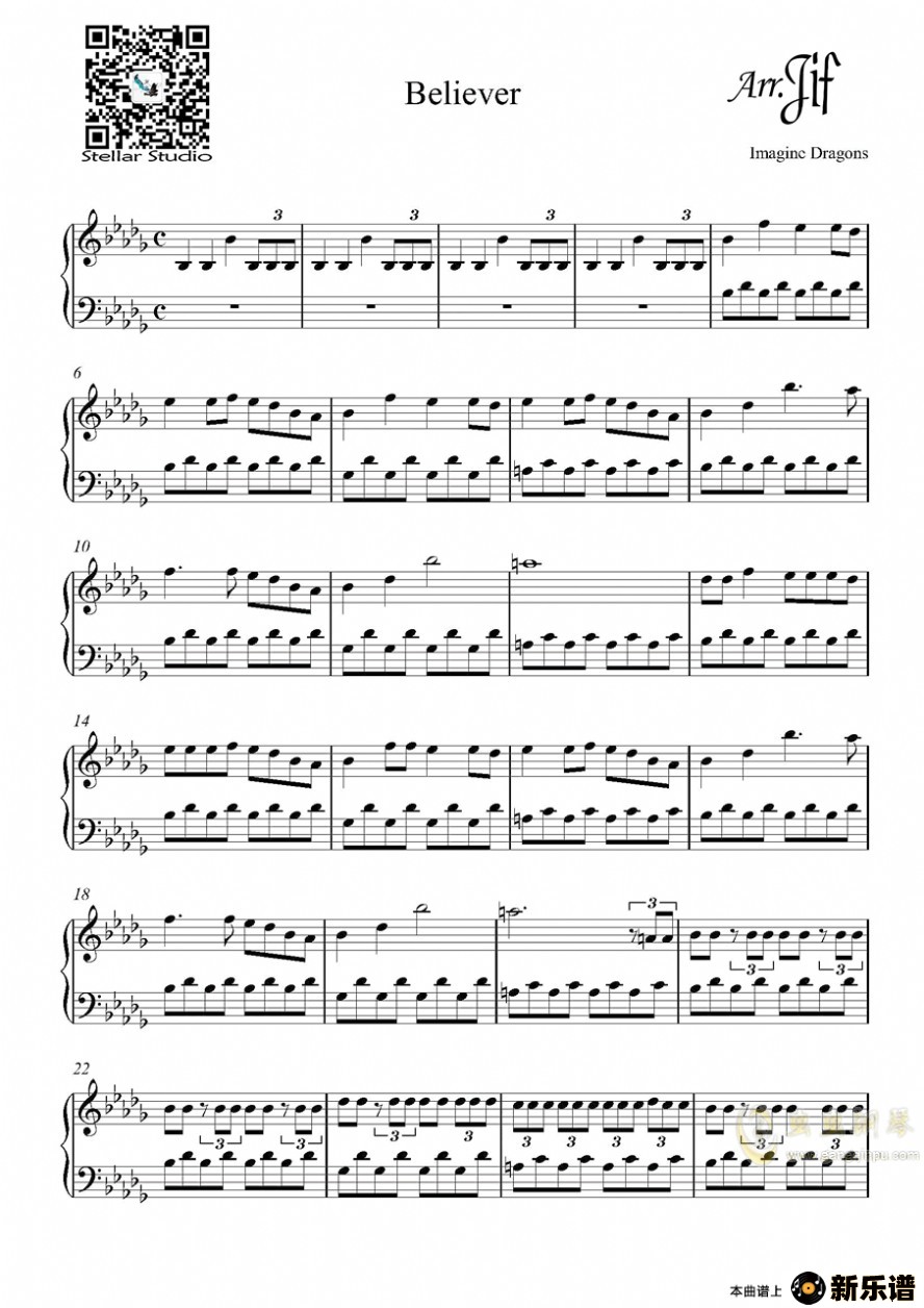 歌曲believer的简谱歌谱下载