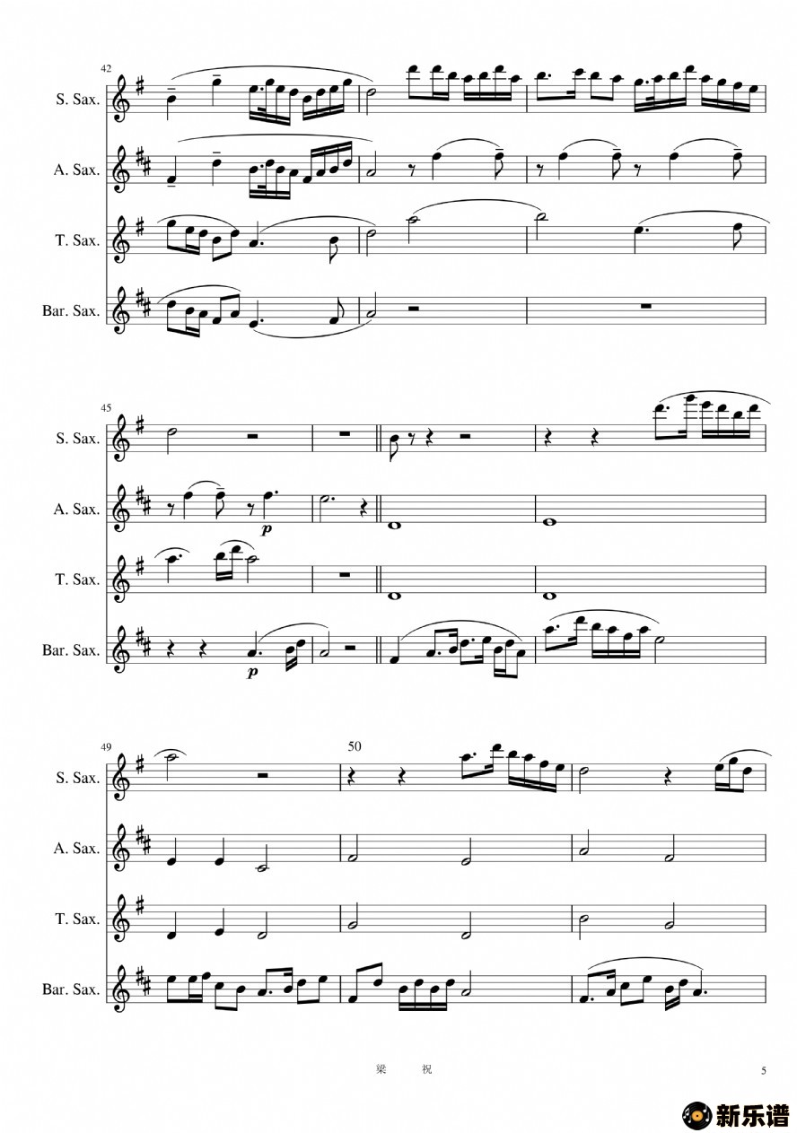 歌曲梁祝的简谱歌谱下载